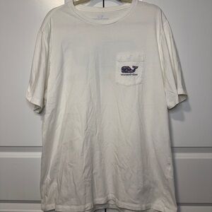 Vineyard Vines Graphic Whale Pocket T-Shirt White Cotton Men’s XL